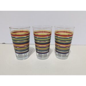 Set Of 3 Retro Vintage Libby Glass For Royal Norfolk" Mamba Fiesta" Tumblers